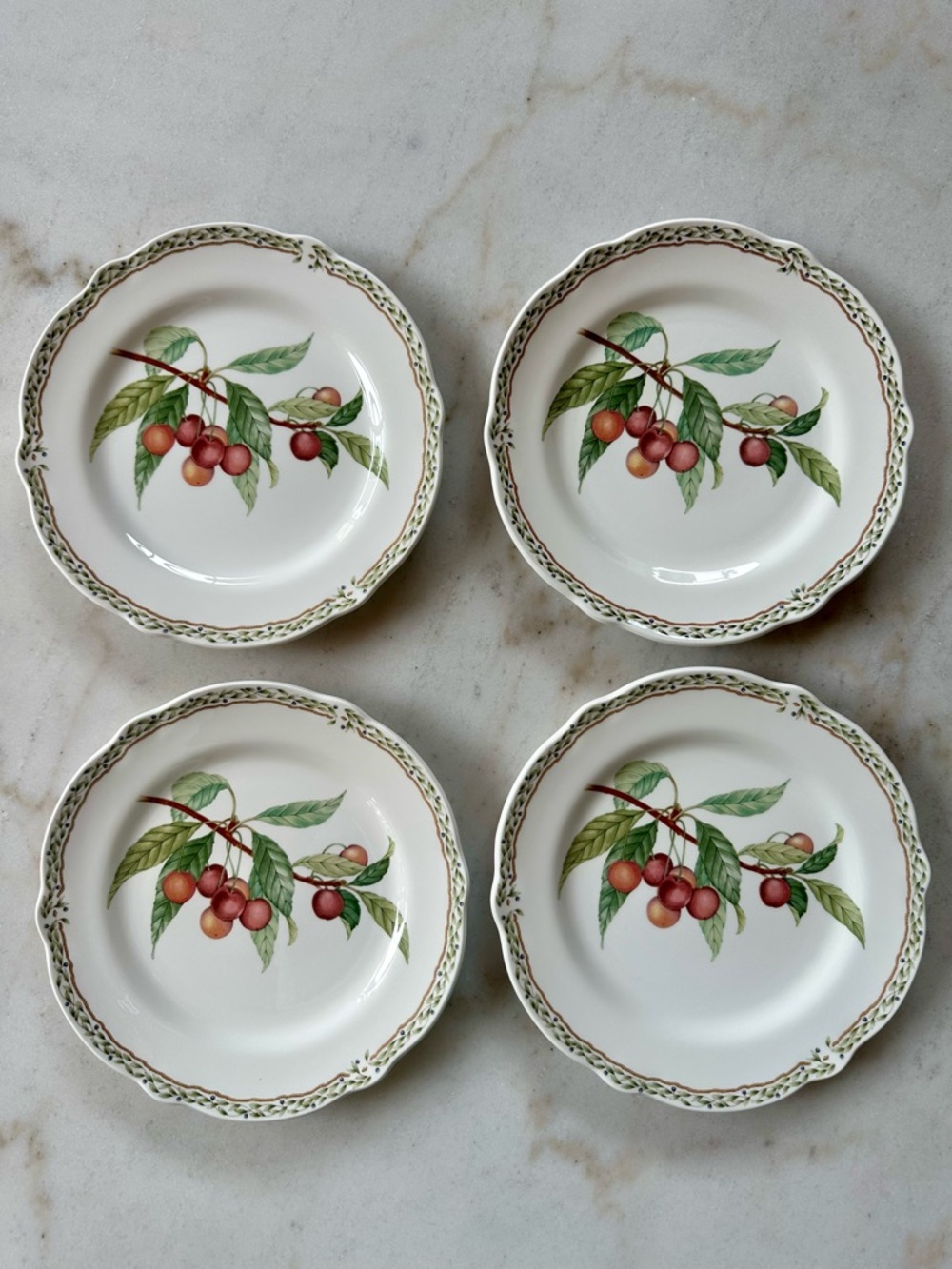 4 Noritake Cream Plates with Fruit Motif | Noritake plates